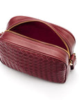Ivy woven camera bag, burgundy, interior