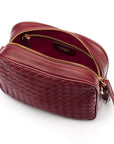 Ivy woven camera bag, burgundy, inside