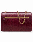 Leather chain bag, burgundy python, back
