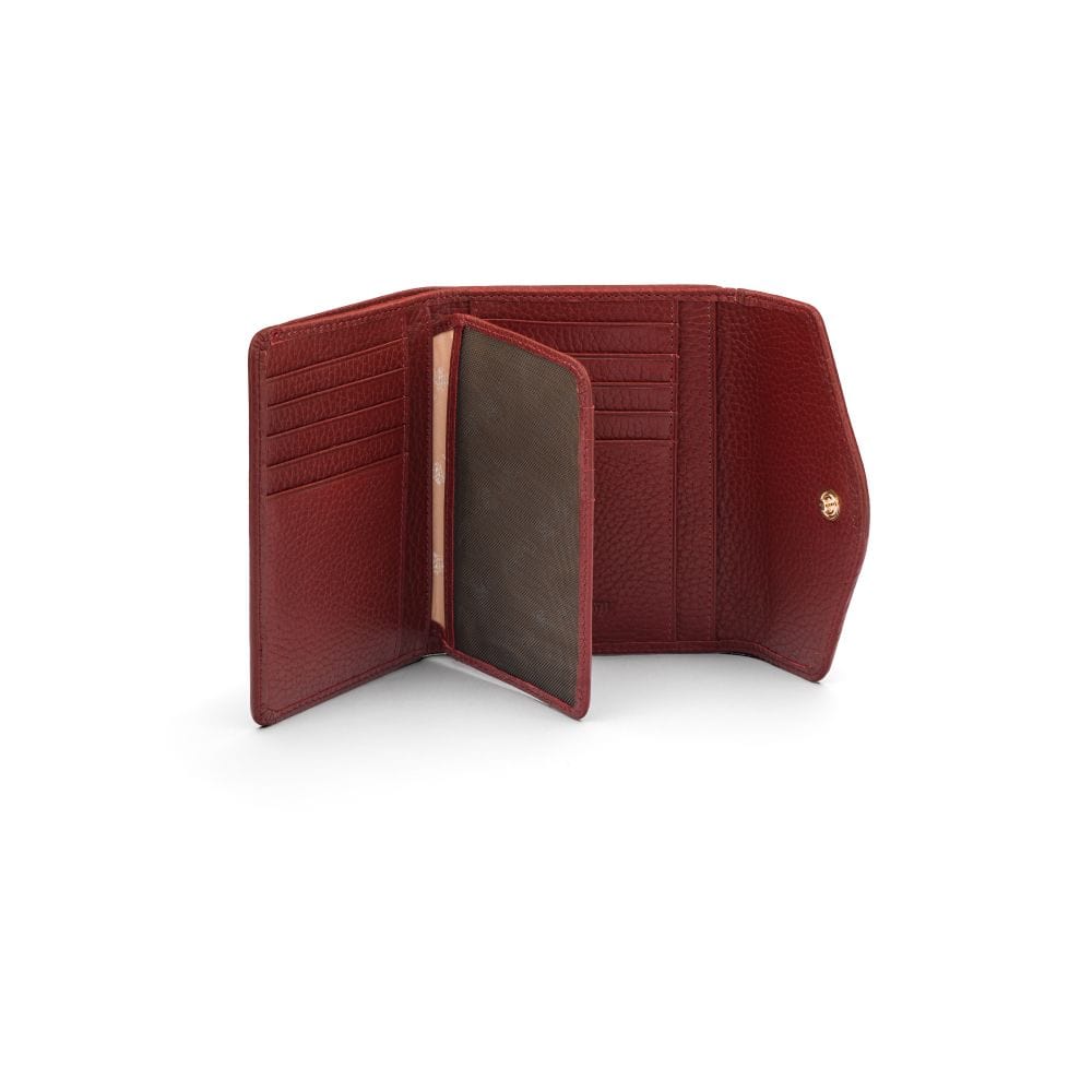 Large leather purse with 15 CC, burgundy, inside
