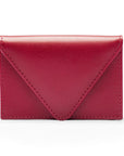 Leather business card envelope, burgundy, front