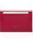 Leather business card holder, burgundy, back