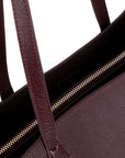 Leather tote bag, burgundy, closeup