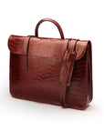 Leather music bag, burgundy croc, with shoulder strap