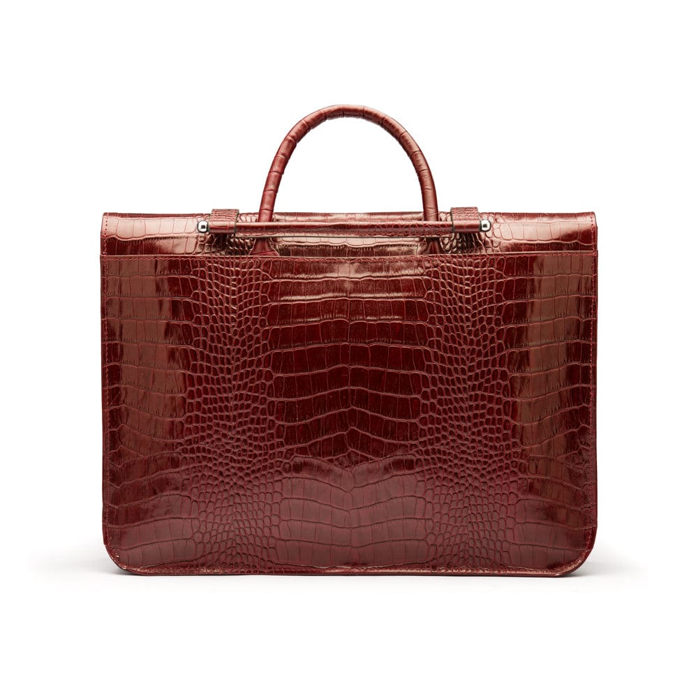 Leather music bag, burgundy croc, back