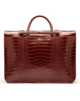 Leather music bag, burgundy croc, back