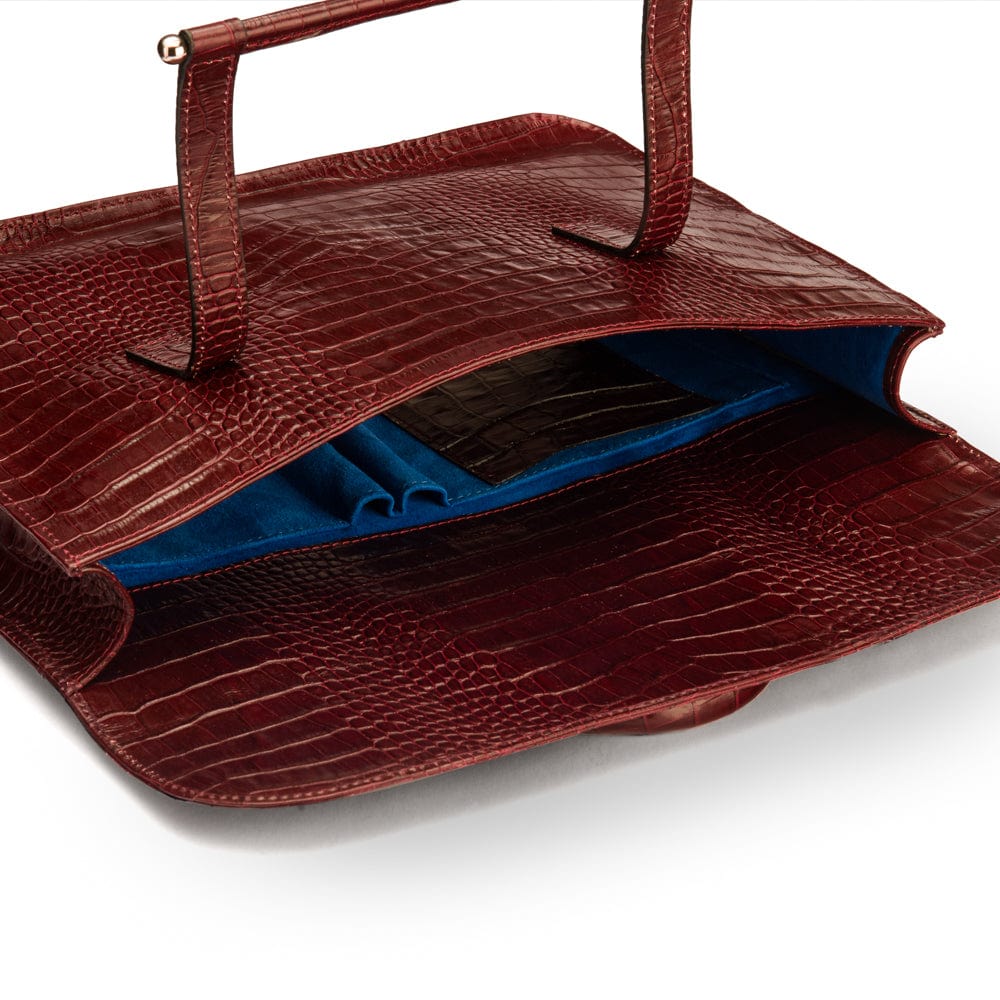 Leather music bag, burgundy croc, inside