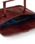 Leather music bag, burgundy croc, inside