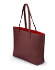 Luxury Leather Tote Bag and Shopper, Burgundy, side view