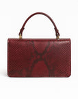 Real python Maya top handle bag, burgundy, back