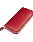 Tall leather zip around accordion purse, burgundy, front