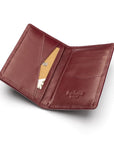 Woven leather card holder, burgundy, inside