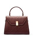 Woven leather Sabrina bag, burgundy, front