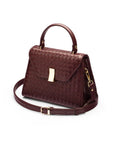 Woven leather Sabrina bag, burgundy, side