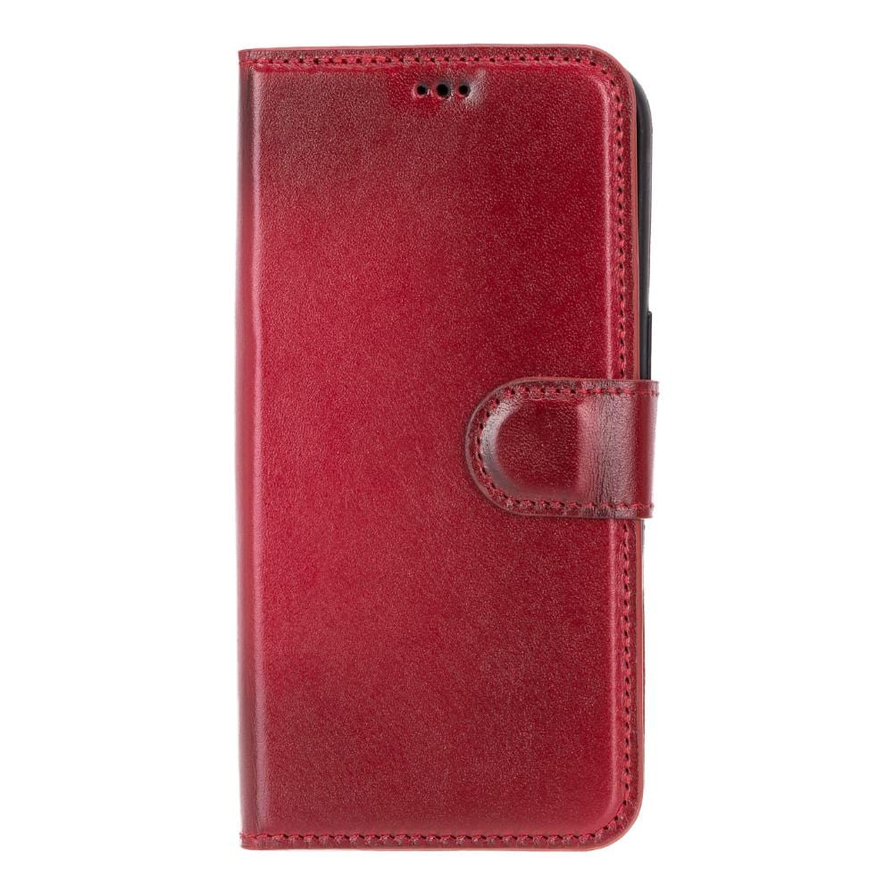 iPhone 15 Pro Max case in leather with RFID, burnished red, front