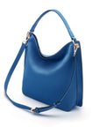 Carol Ann slouchy leather shoulder bag, cobalt, with both straps