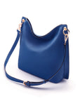 Carol Ann slouchy leather shoulder bag, cobalt, with detachable shoulder strap