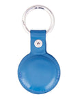 Leather air tag holder, blue, back