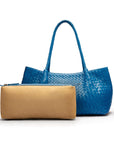 Midi woven leather bag, cobalt, inner bag