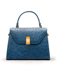 Ostrich Leather Sabrina Bag, Cobalt, front