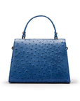 Ostrich Leather Sabrina Bag, Cobalt, back