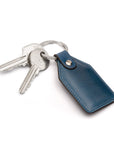 Rectangular leather key fob, cobalt, front