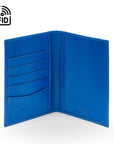 RFID Leather Passport Holder, Cobalt, inside view