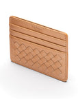 Flat woven leather card holder, copper, back