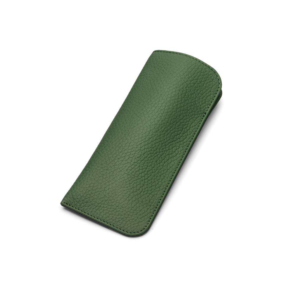 Large leather glasses case, dark green, back