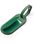 Leather luggage tag, dark green