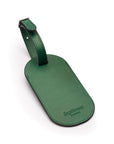 Leather luggage tag, dark green, reverse