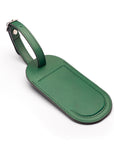 Leather luggage tag, dark green, front