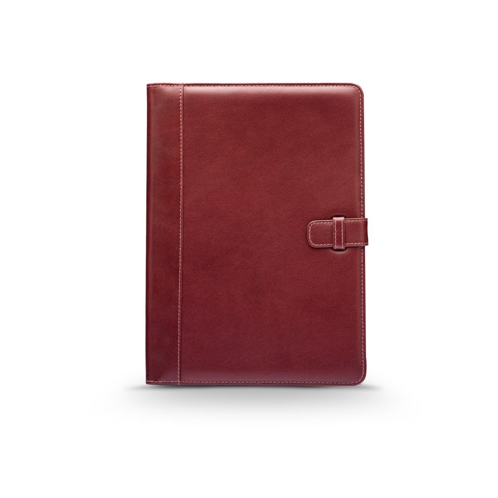 Leather conference folder, dark tan, front