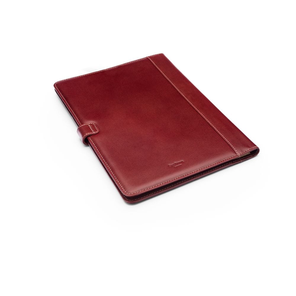 Leather conference folder, dark tan, back