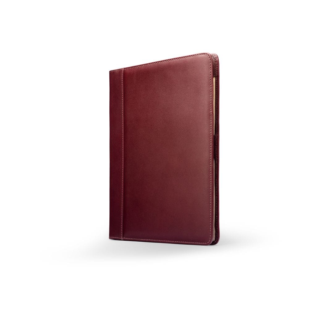A4 leather document folder, dark tan, front