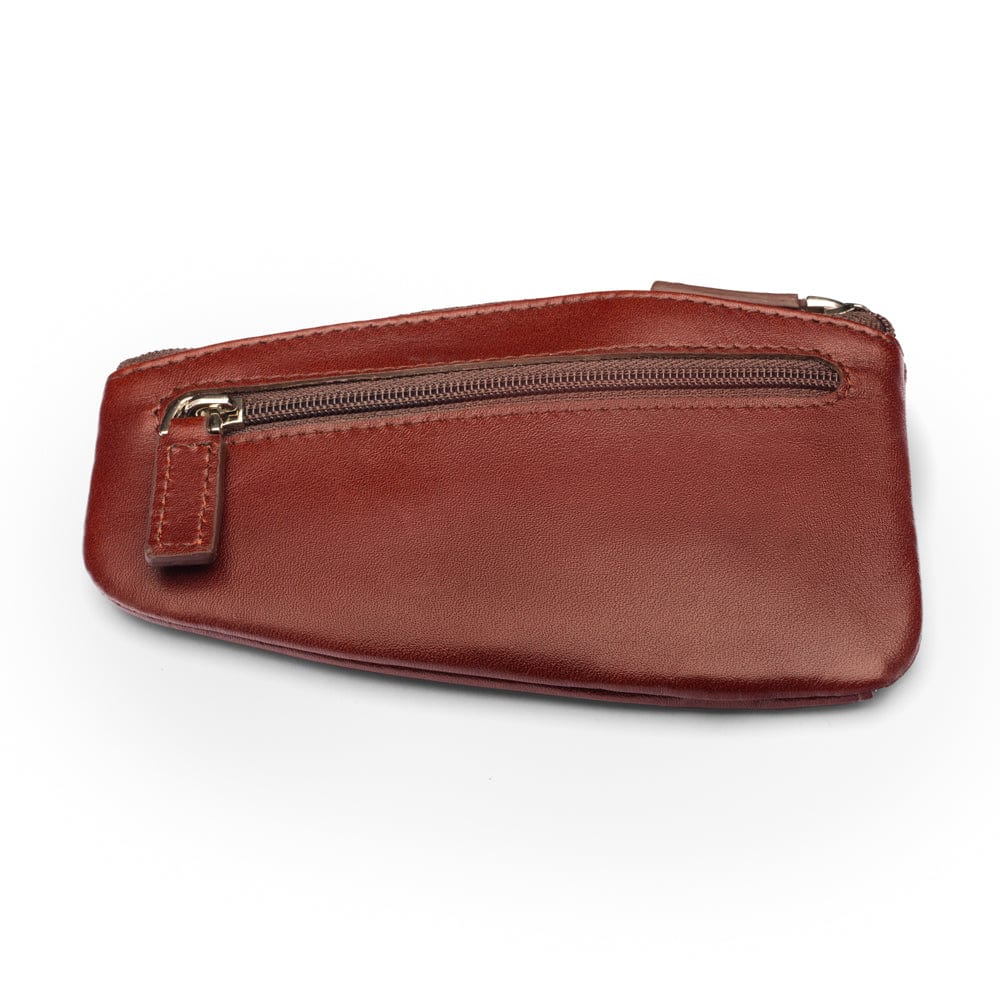 Large leather key case, dark tan, front