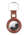 Leather air tag holder, tan, front