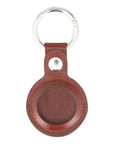 Leather air tag holder, tan, front view