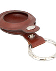 Leather air tag holder, tan, side