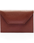 Leather business card holder, dark tan, front