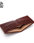 Men's RFID wallet with 10 CC, dark tan, inside