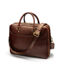 17" laptop briefcase, dark tan, with shoulder strap