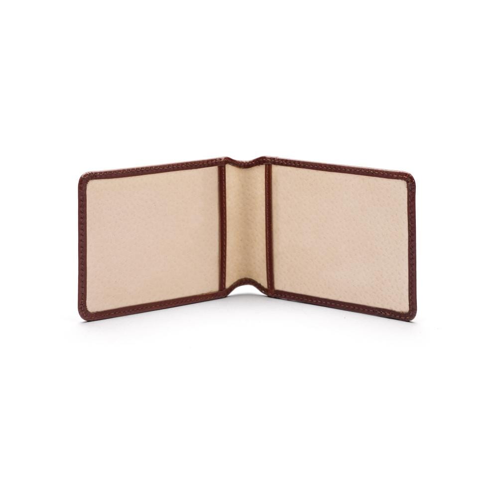 Leather Oyster card, dark tan with cream, inside
