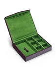 Large Leather Accessory And Cufflink Box, Brown With Lime, inside