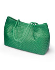 Woven leather slouchy bag, emerald, side