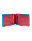 Leather Oyster card holder,turquoise croc, inside