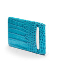 Leather Oyster card holder,turquoise croc, back