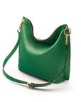 Carol Ann slouchy leather shoulder bag, emerald, with detachable shoulder strap