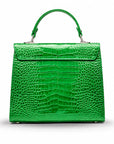 Leather Mini Catherine bag, emerald patent croc, back