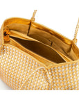 Woven leather slouchy bag, gold and silver, inside